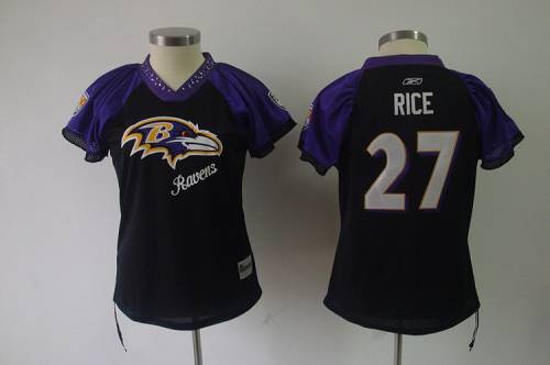 Ravens #27 Ray Rice Black 2011 Women's Field Flirt Stitched NFL Jersey